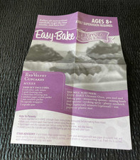 Easy Bake Ultimate Oven Directions ONLY Paperwork Instructions Red Velvet Recipe