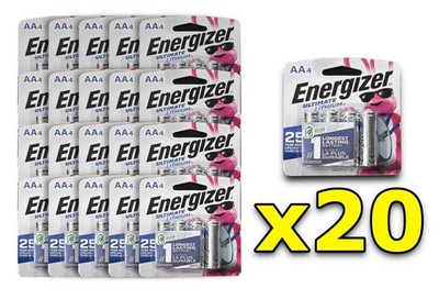 ENERGIZER AA Lithium Batteries 20 Packs of 4. (80 Batteries Total). Exp 12/2050