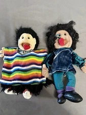 VTG Folktails Folkmanis Boy & Girl W/ Black Hair  Hand Puppets 10-11”