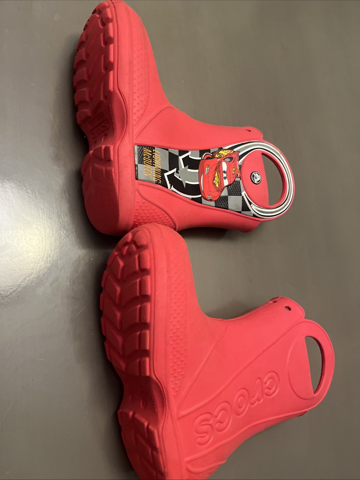 Crocs Cars Lightning McQueen Disney Pixar Red Handle It Rain Boots Junior Size 1 image 5