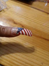 Remnant ~70 FAKE PLASTIC SQUARE FRENCH NAILS TIPS ART USA FLAG STARS STRIPES