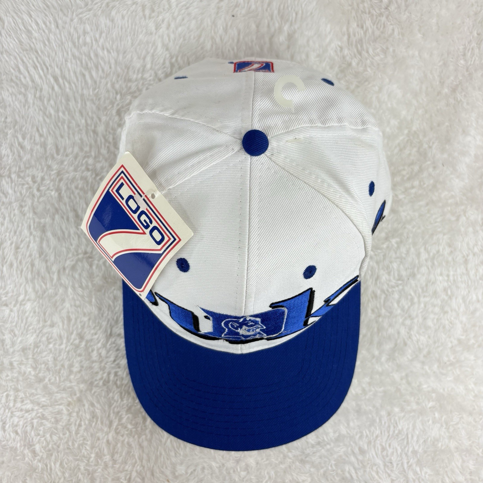 NWT VTG Duke Blue Devils Logo 7 Side Spell Out Snapback Cap Hat - Embroidered