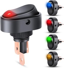 5PCS Mixed Color LED Lighted Rocker Switch 12V ON Off Switch Red Yellow Blue