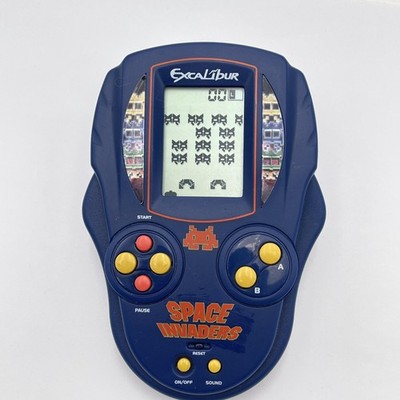 Excalibur Space Invaders Handheld Electronic LCD Game Blue Arcade Tested Works