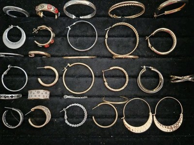 Vintage To Now Quality Earrings Lot Gold & Silver Tone HOOPS pierced NO JUNK 20