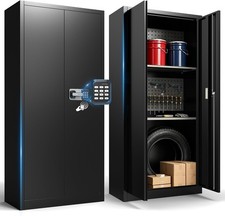 Secure Pro Metal Storage Cabinet W/ Digital Lock 70" Tall Security Locker W/