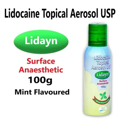 Lid*ayn Topical Mint Dent*aids Lid*ayn Sp*ray For Tattoo & Dental Use - 100gm