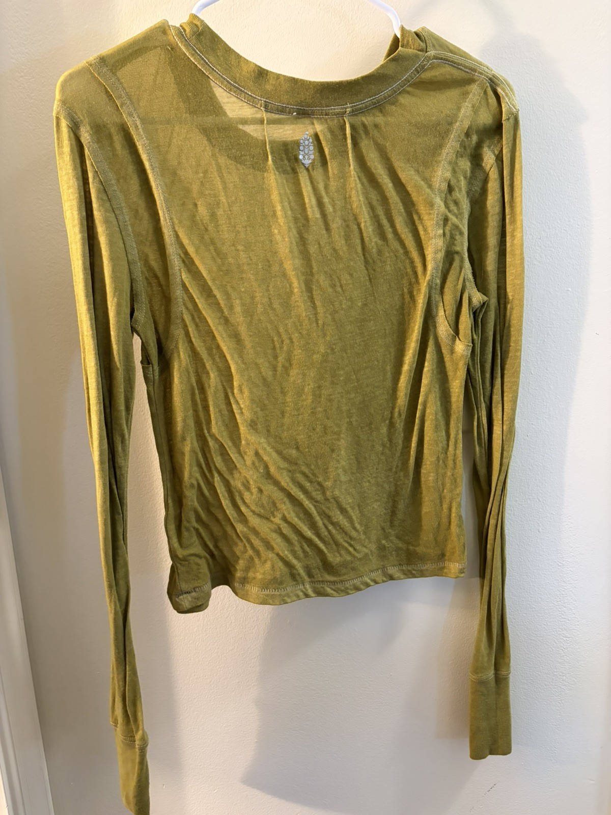 FP MOVEMENT Yellow green Thin Long Sleeve Top Size Medium