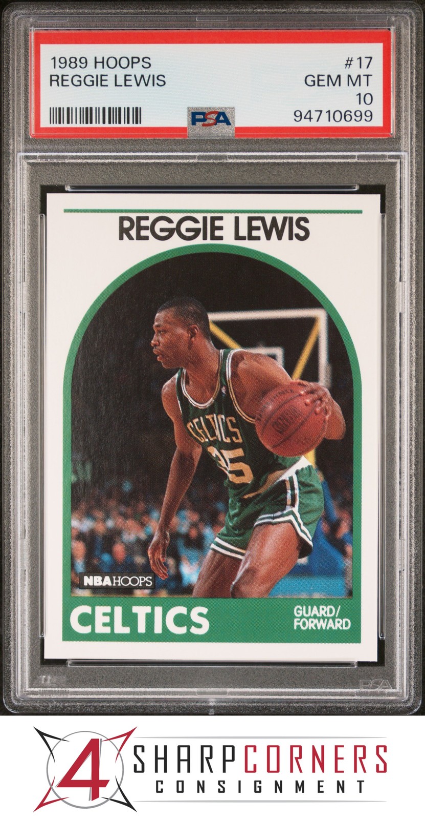 1989 HOOPS #17 REGGIE LEWIS RC CELTICS PSA 10
