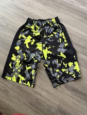Nike Shorts Youth Large Black Neon Yellow Camouflage Draw String Dri Fit Youth