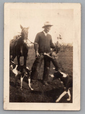 Photograph Cowboy Fred Chaps Horse Hound Dogs
