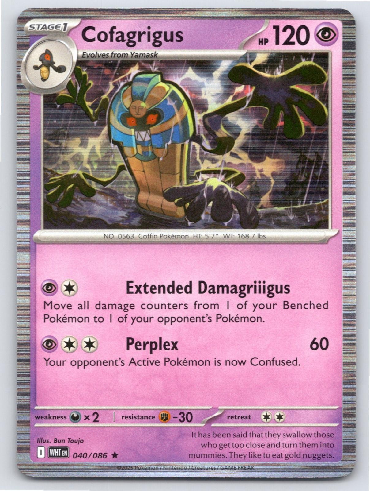 2025 POKEMON COFAGRIGUS WHITE FLARE 040/086 HOLO R NM A55560 FREE S&H