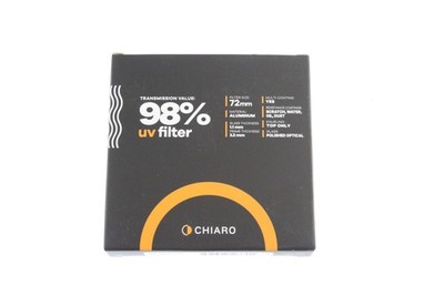 Chiaro 72mm Circular UV Filter 98% UV Premium Polished Optical Glass