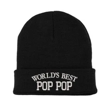 World's Best POP POP Embroidered Beanie Dad Winter Hat