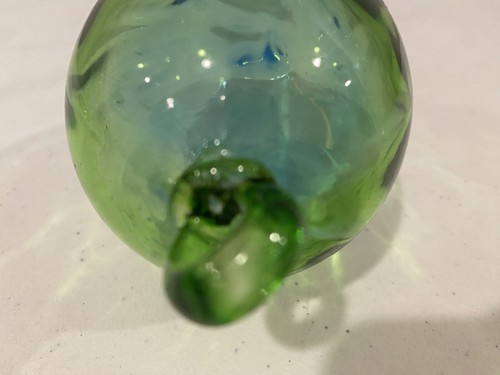Hand Blown Art Glass Ornament Speculum Blue Green Witches Ball Orb - Picture 8 of 10