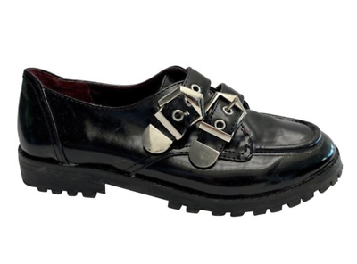REPORT SIGNATURE BLACK PATENT LEATHER BUXTON CREEPER SILVER REPORT SIGNATURE BLACK PATENT LEATHER BUXTON CREEPER SILVER