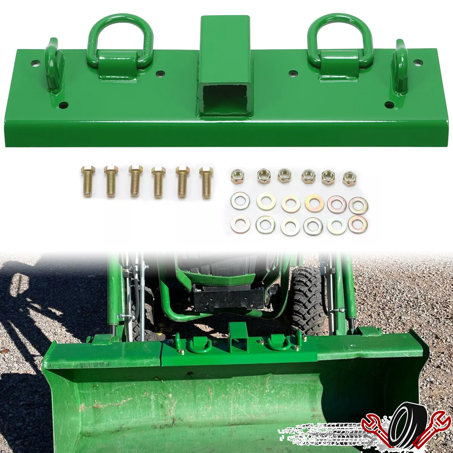 Tractor Bucket Grab Hooks w/D Rings& 2" Receiver For John Deere 1025R 1023E 2210