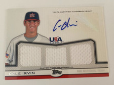 2011 Topps USA Baseball Team Auto Triple Relics 85/214 Cole Irvin #ATR-CI Auto