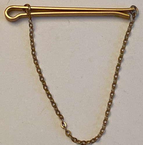 Pince à cravate barrette noire sur plaqué or 1960 - Pince à cravate