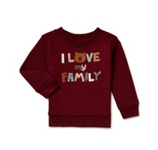 GARANIMALS Boys 24M Family Graphic Fleece Long Sleeve Top Sweatshirt   Bordeaux