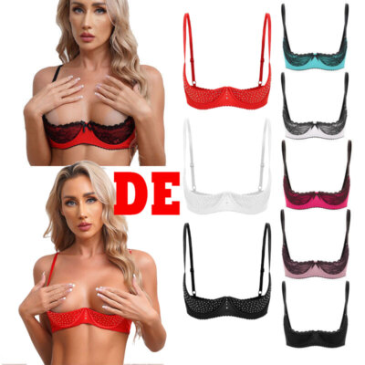 DE Damen Spitzen Hebe-BH Push Up Spitze Bra mit Bügel Push Up Sexy Dessous 