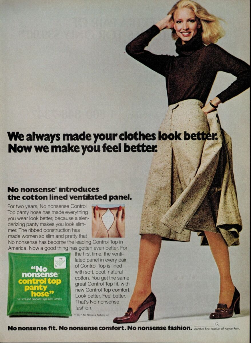 1977 NO NONSENSE Control Top : Pantyhose Sheer , Magazine Print AD