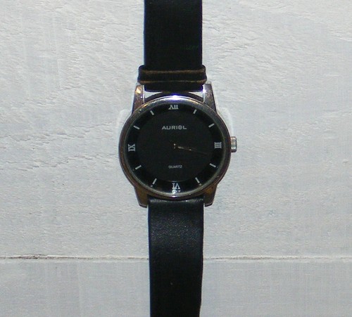 Montre Homme Auriol à Quartz - Boîtier Acier Inox, Cadran Noir - Très Bon état
