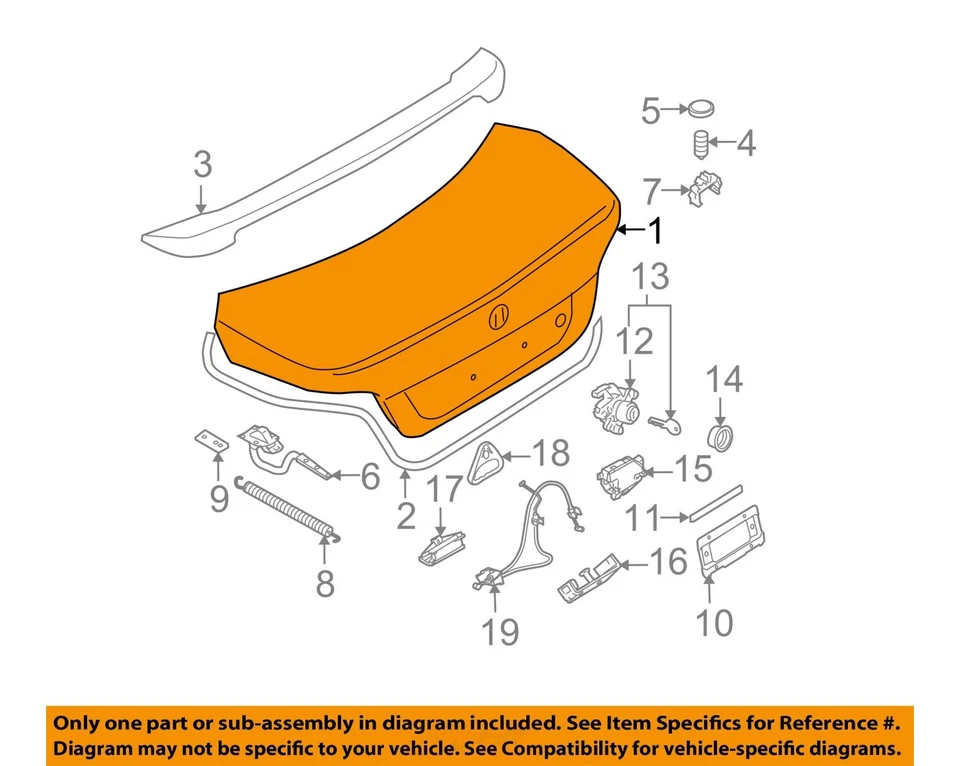 Tapa de cubierta usada se adapta a: BMW 535I 2008 sin alerón grado A Foto 3 de 4