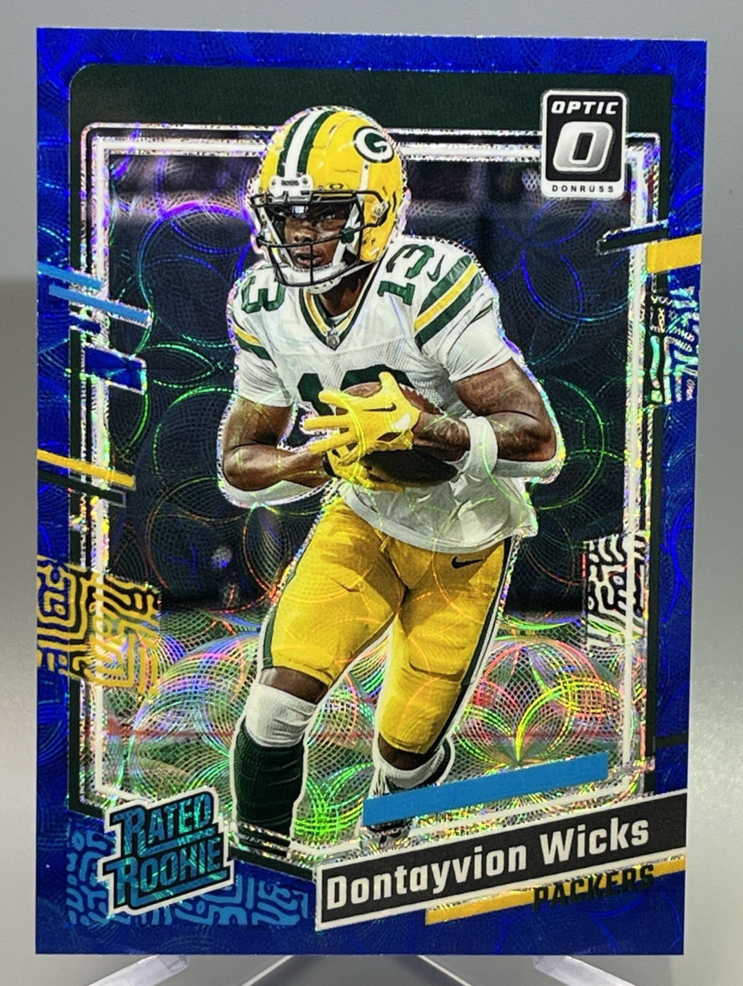 Dontayvion Wicks Packers 2023 Panini Donruss Optic #249 Blue Scope Rated Rookie