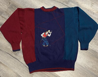 Brian MacNeil Vintage Large Grandpa Golfer Striped Sweater Golf Golfing Knitwear