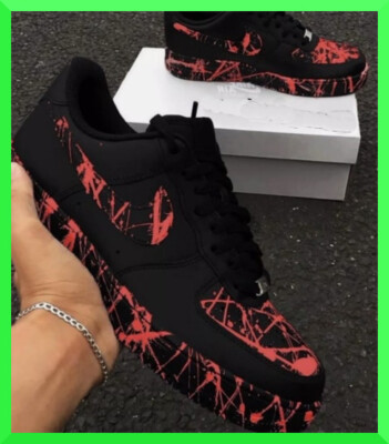 Custom Air Force 1 Red Splatter Black Low/Air Force Custom  display picture 1