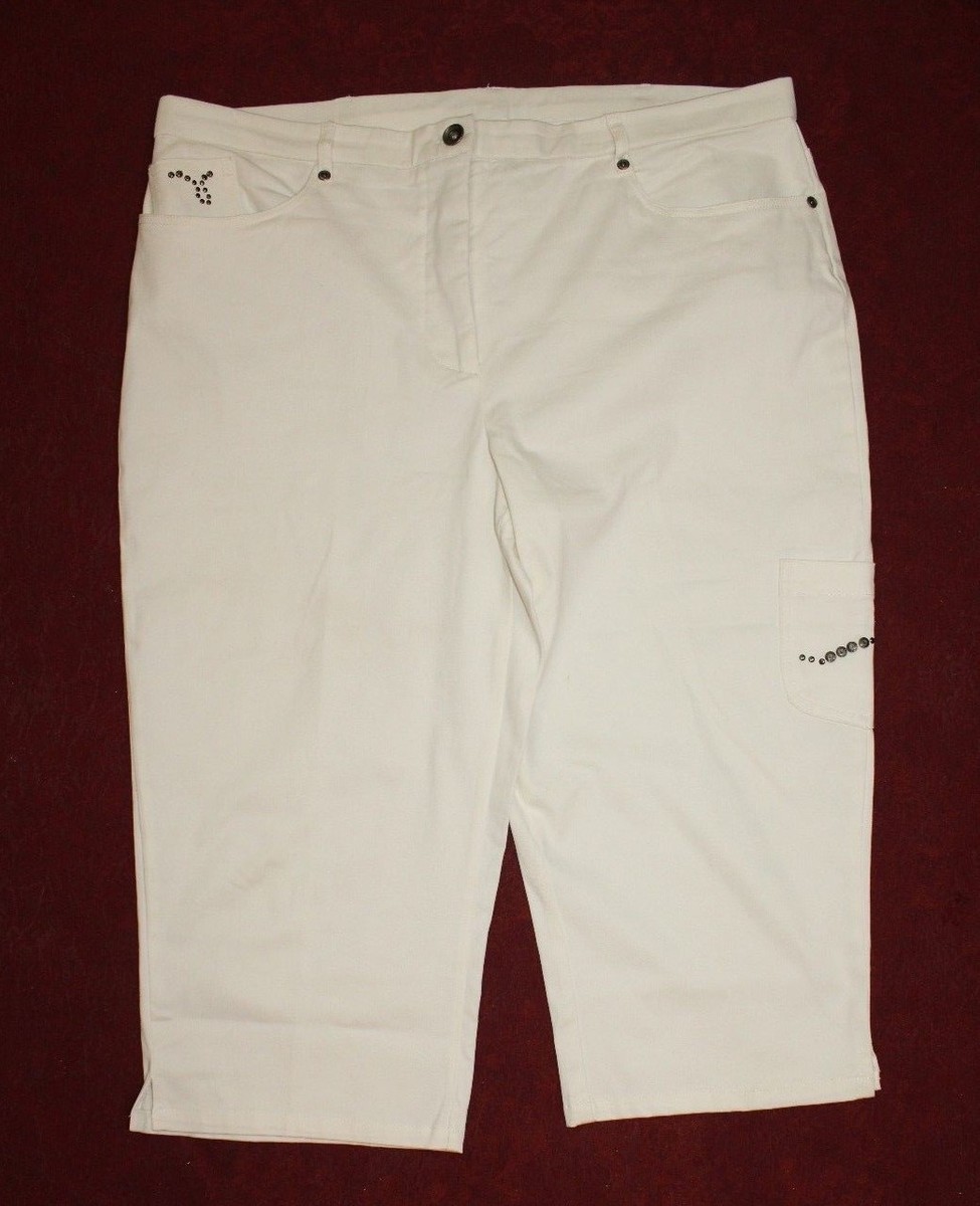 Lana Sport White Capri Pants Size 18 Stretch Embellished With