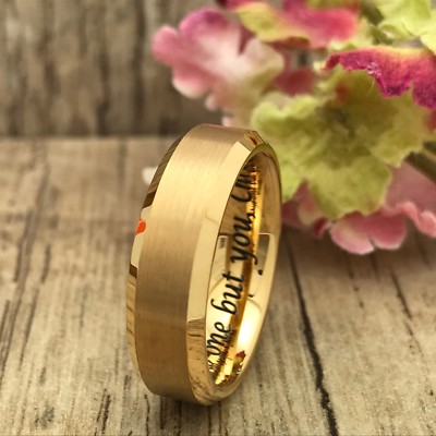 6mm Gold Plated Tungsten Wedding,Personalize Tungsten Wedding Band, Comfort  Fit