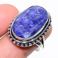 Dyed Blue Sapphire Band Unique Ring Jewelry 925 Sterling Silver L927