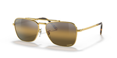 Ray-Ban New Caravan Gold/Silver & Brown Polarized Chromance 58 mm Sunglasses