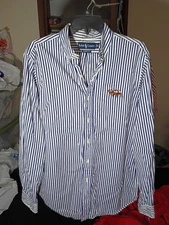 Vintage Ralph Lauren Classic Fit Long Sleeve Button-Up Polo Riders Medium Blue