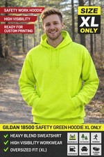 Gildan 18500 Safety Green Hoodie XL Heavy Blend High Visibility Casual Workwear
