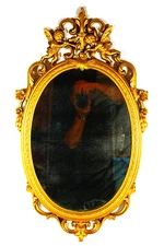 Syroco Mirror MCM Angels Cherubs Baroque Rococo Scrolling Floral Oval Wall 2309