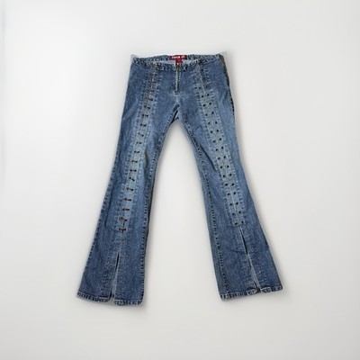 Vintage Zana Di Lace Up Flare Low RIse Jeans size 7 90s Y2K | eBay