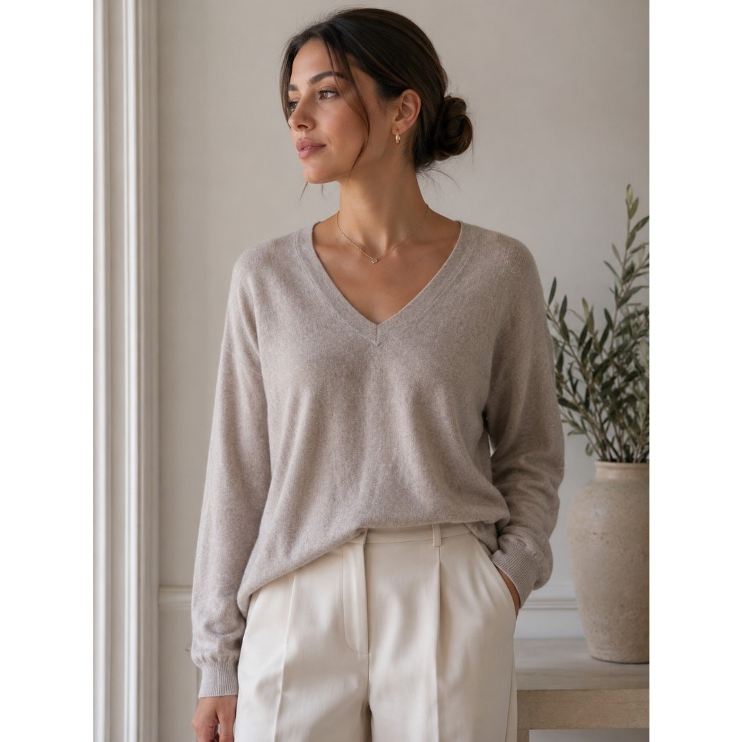 GARNET HILL Essential Cashmere V-Neck Pullover Sweater Sz XL $189 {3Y40}