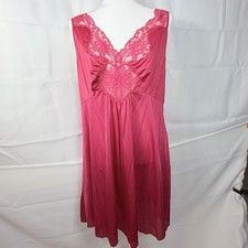 Vintage Unmentionables Women's Pink Sleeveless Lace Trim Nightie Large Coquette
