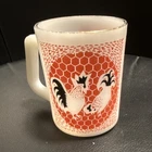 Vintage Fire King Milk Glass  Anchor Hocking Coffee Mug Rooster Design