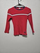 Vintage Unionbay Originals Ribbed Long Sleeve Shirt Red Striped USA Made Y2K (L)