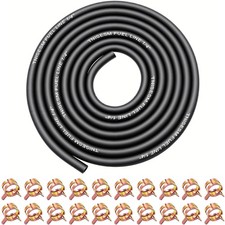 10Ft 1/4 Inch Fuel Line Hose with 20 Clamps, Rubber Fuel Line for Lawn Mower Dir