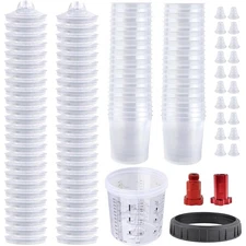 50 Pack Disposable Paint Spray Gun Cup Liners & Lid System Kits 200ML~800ML Cups