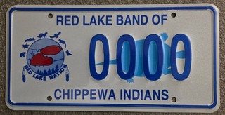 Minnesota 1990 RED LAKE CHIPPEWA INDIAN TRIBE SAMPLE License Plate # 0000