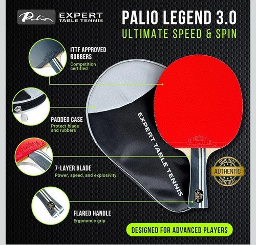 JUEGO DE 2 ~ Raqueta y estuche de tenis de mesa Palio Legend 3.0 | ITTF - Ping Pong avanzado - Imagen 2 de 10