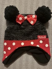 Disney Minnie Mouse Infant Winter Hat Pom Pom Ears and polka Dot Bow