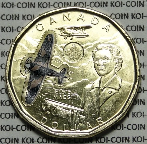 Canada 2023 $1 Honouring Elsie MacGill coloured variety $1 dollar loonie coin
