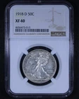 1918-D Walking Liberty Half Dollar - 50c NGC XF40 - Tough Coin!